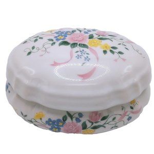 Heritage House Melodies Porcelain Musical Floral Design Jewelry Trinket Box